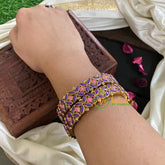 Kada Kundan Bangle -Violet Pink-G4815